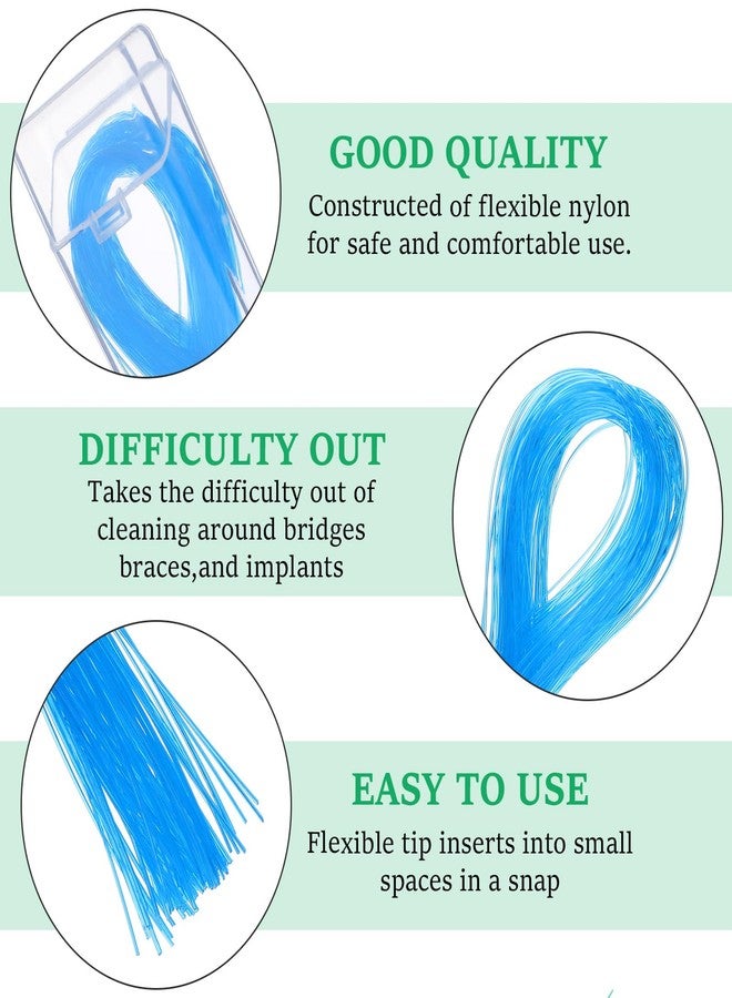 Larrel 200 Count Floss Threader,Floss for Braces Bridge Flossers for Adults Bridges Orthodontic Dental Flossers Threaders with Box for Braces Bridges and Implants(Blue Green) - Image 3